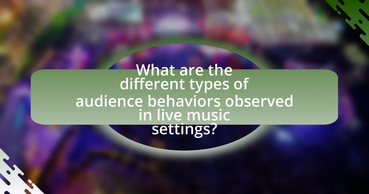 What are the different types of audience behaviors observed in live music settings?